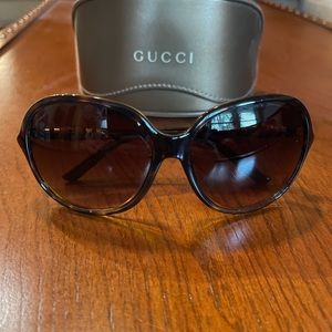 Gucci Havana Bamboo oval 100% UV Brown Sunglasses